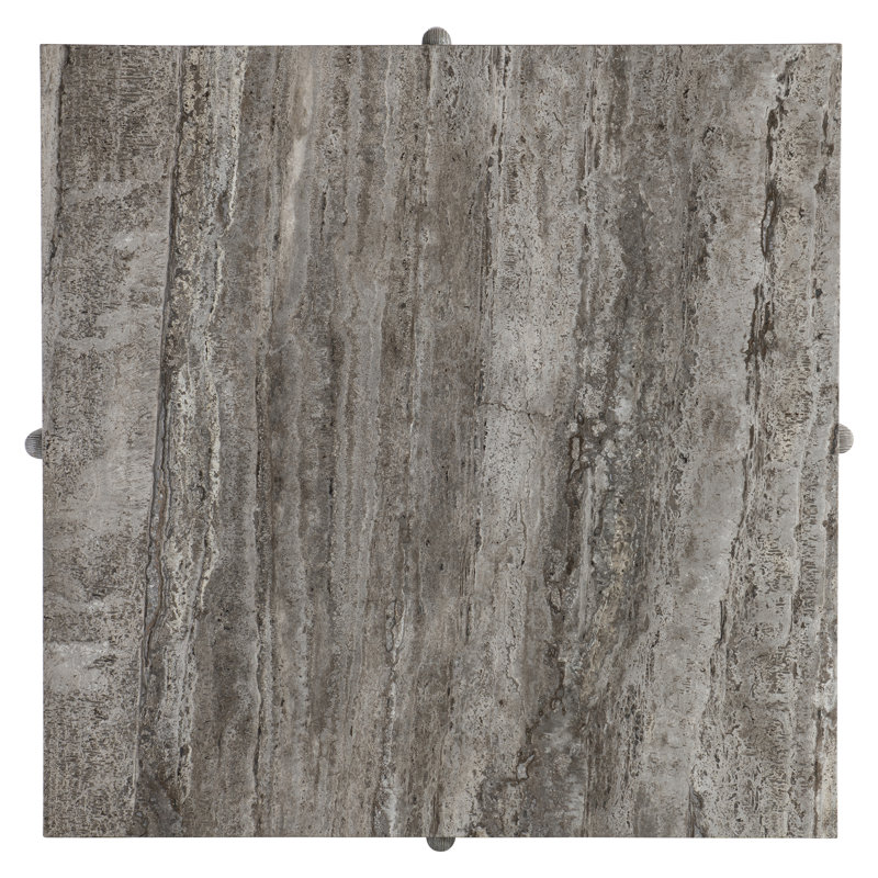 Gray Wood and Stone Square Coffee Table