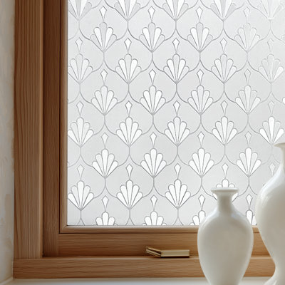 Ohtmeru Window Privacy Film Decorative For Front Door, Bathroom Static Cling Stained Glass Sticker Opaque Heat Control Uv Blocking Non-Adhesive For Home Windows 23.6 X 78.7 Inches Bliss Bloom6