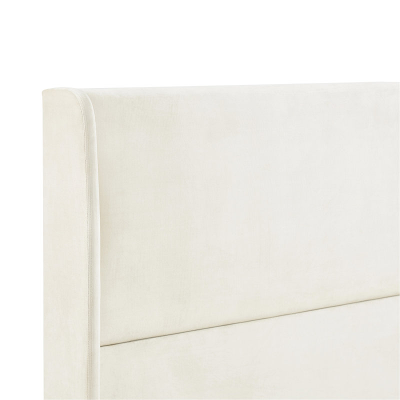 Rozitta Upholstered Wingback Bed, King, Beige Velvet