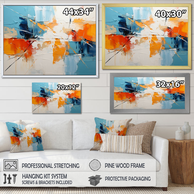 «Gennavieve Rhythmic Abstraction III», reproduction sur toile, H 30 po x l 40 po x P 1,5 po, Cadre flottant noir