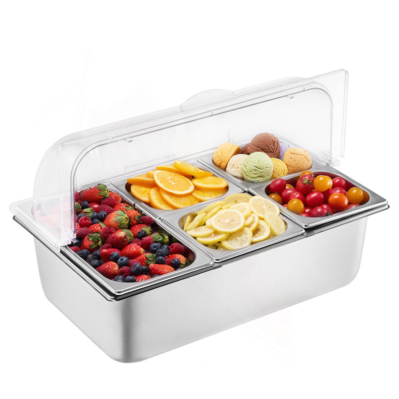 Distributeur de condiments pour comptoir 5 plats avec couvercle
