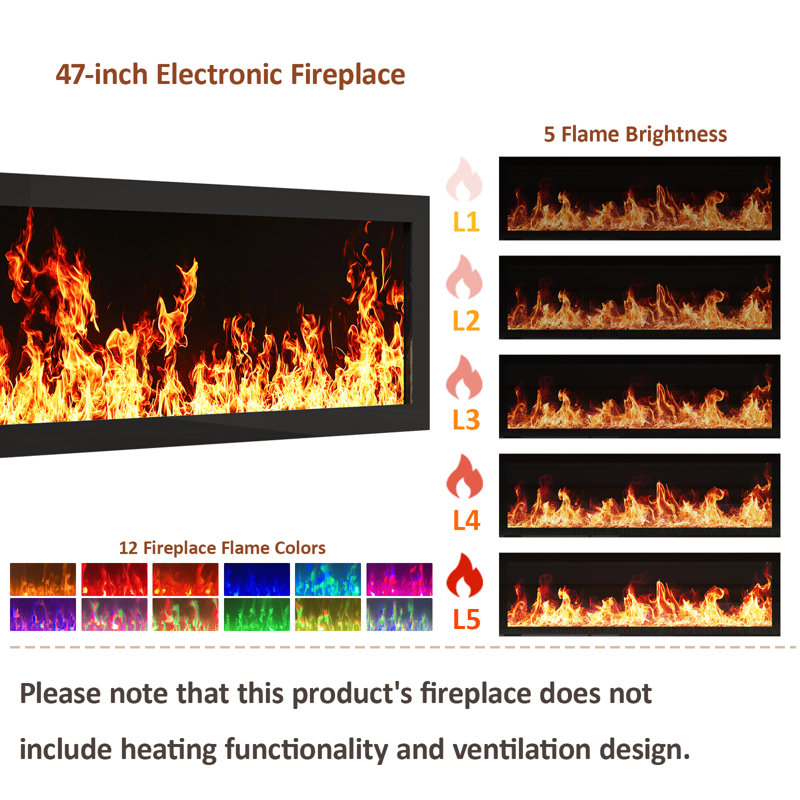 94.5" W TV Stand with Fireplace, Entertainment Center for TV up to 100", White, White Wood