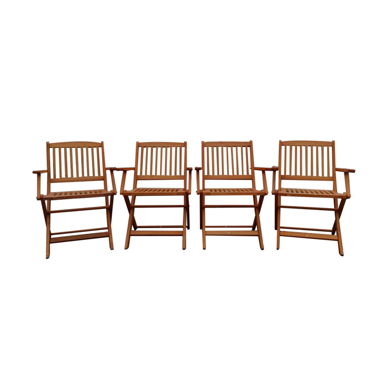 Ensemble de salle à manger pliable pour patio, 4 chaises pliantes, intérieur et extérieur, teck