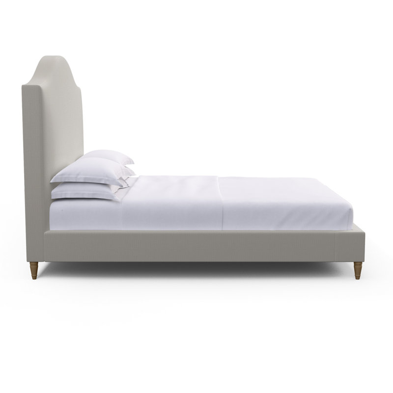 Montague Upholstered Bed, Queen, Box Weave Linen Blanc, Weathered