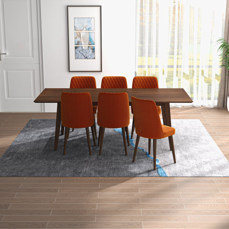 Borina 6 - Person Solid Wood Solid Wood Top Four Leg Dining Set