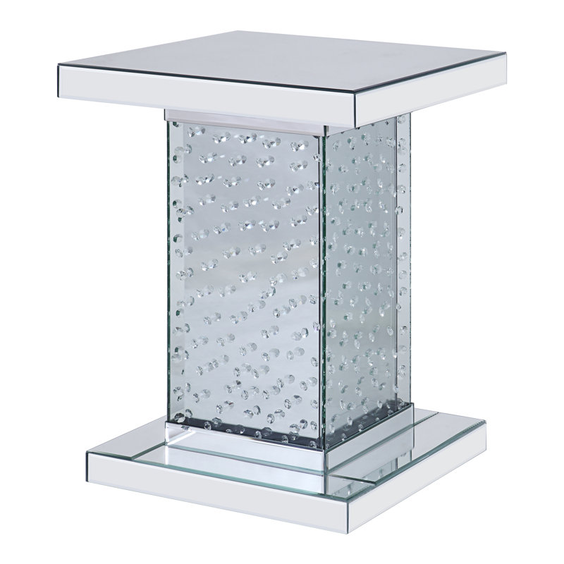 Table de bout, miroir et faux cristaux