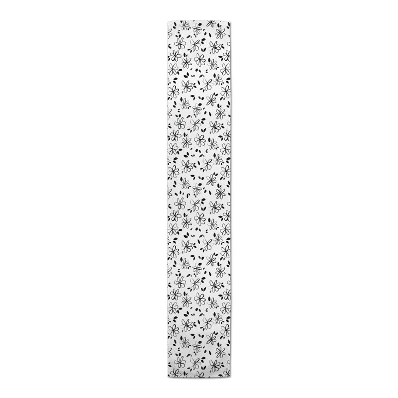 Chemin de table extérieur gris à motif floral, L 90 po x P 16 po, Noir