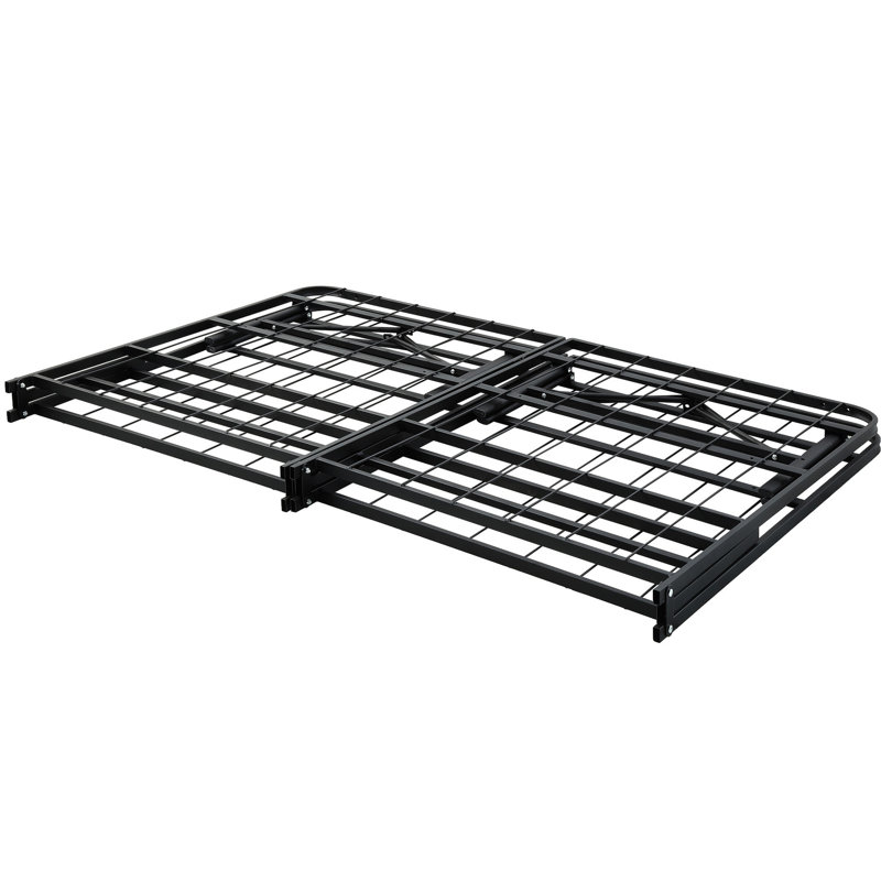 Base de lit plateforme pliable en métal - noir, pleine grandeur, capacité de 1000 lb, profil haut noir, solide et robuste