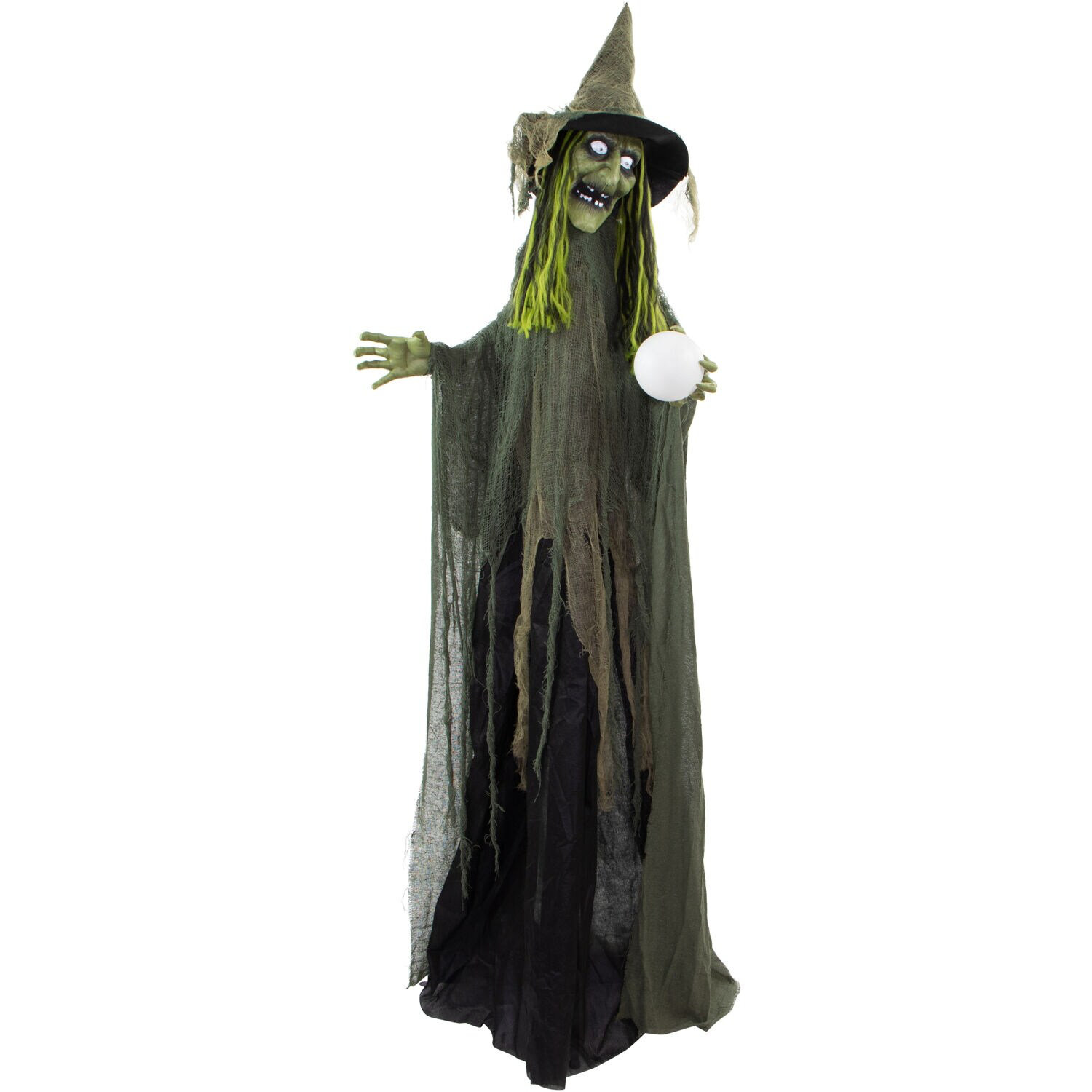 Sorcière Parlante Animatronique Grandeur Nature - Déco Halloween Extérieur - Violette Effrayante