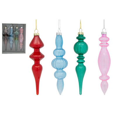 4 Piece Finial Glass Ornament in Gift Box