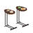Set of 2 c-shaped side tables in white, modern wood top with metal frame design for sofa and bedside use