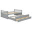 Lit de jour pleine grandeur avec lit gigogne simple et tiroirs, pleine grandeur, gris-250249847
