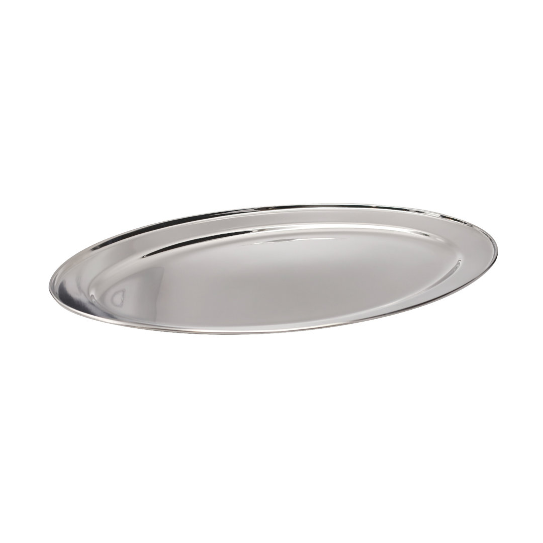 Buckingham Mirror Polish Oval Serving Tray Heavy Gauge Plate Stainless Steel