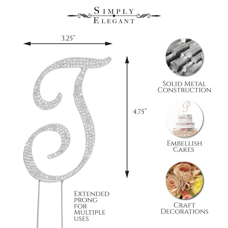Surmatelas à gâteau "t" rhinestone, Argent
