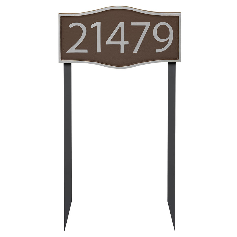 Enseigne d’adresse pour pelouse sur 1 ligne, Argent, Cuivre