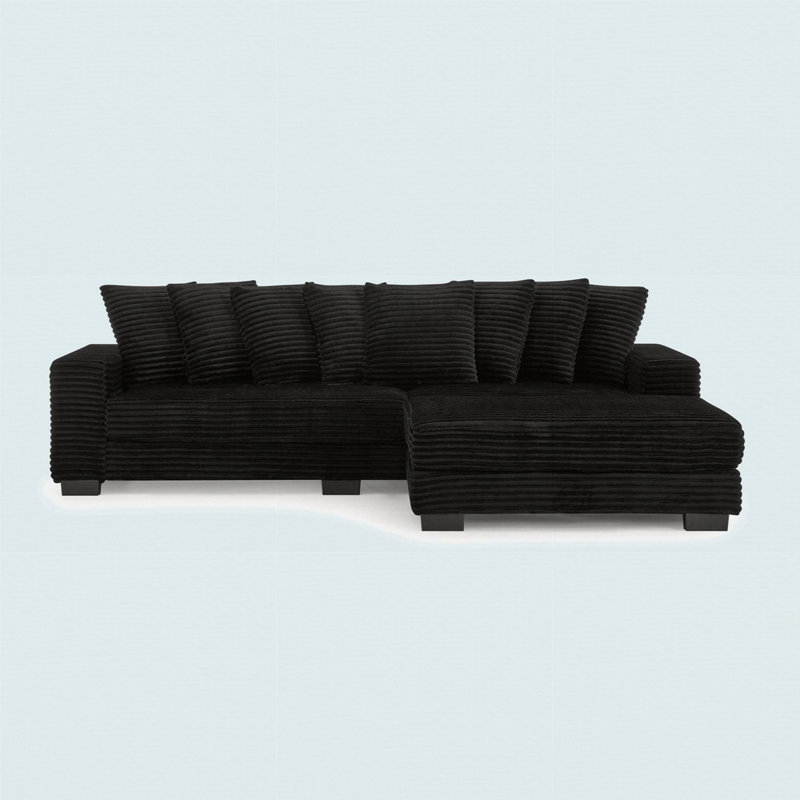 Canapé-lit modulaire rembourré Corduroy, Noir
