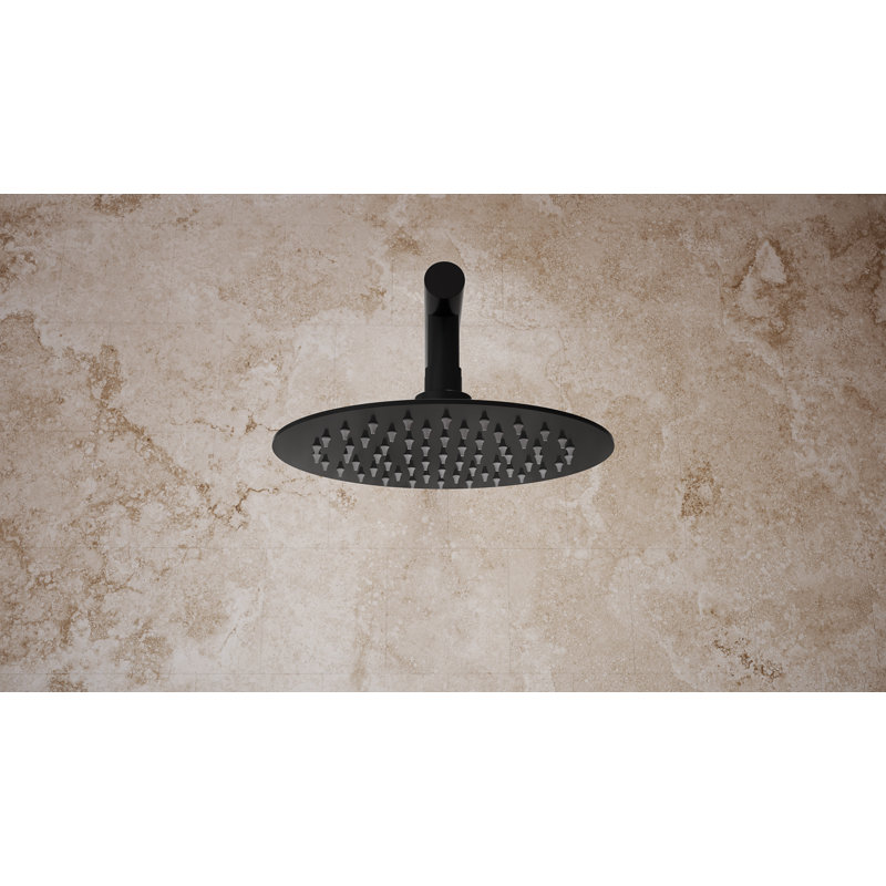 Allure Ultra-Thin Round Shower Head - 12 in., Matte Black, Matte Black, 12 inch