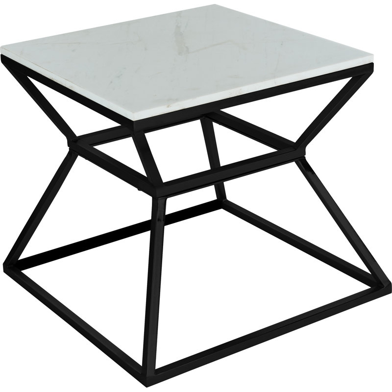 Table de bout en marbre Adore Decor Audrey, 17 po, Noir