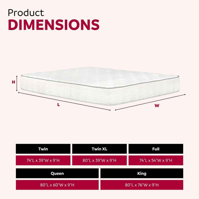 9 po Matelas à ressorts ensachés dans une boîte, technologie de transfert de mouvement à faible pression, Double