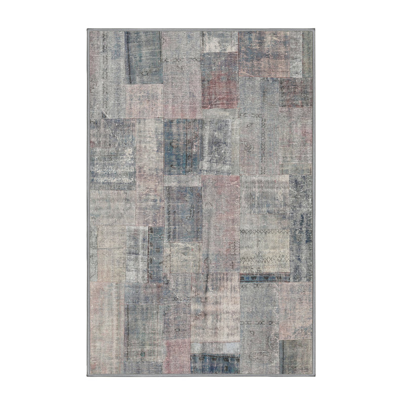 Tapis beige/gris contemporain, Rectangle 5 pi x 8 pi