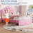 Twin Size Bed Frame with LED Lights & Velvet Crystal Button Headboard, Upholstered Princess/Girl Platform Bed with Storage Drawer, Noise Free, No Box Spring Needed for Kids, Teens, Pink-1571003004