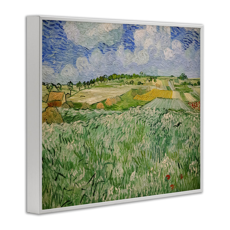 Plaine près d'Auvers, estampe numérique, conception de Vincent Van Gogh, 11" H x 14" W, Giclée encadrée blanc bord de mer