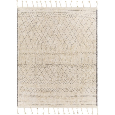 Clover Moroccan Handmade Cotton Gray/Cream Area Rug