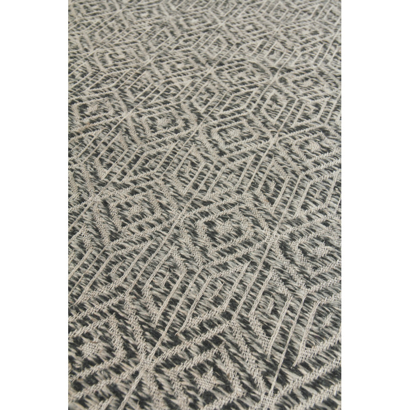 Woven Earth Wool Geometric Area Rug in Charcoal, Rectangle 6' x 9'