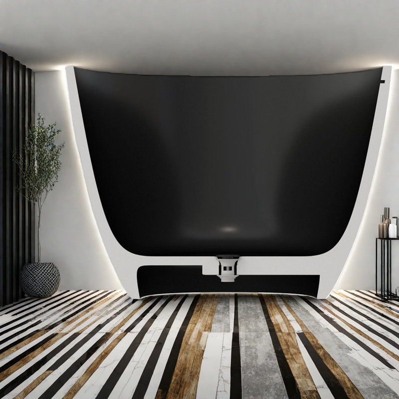 Baignoire profonde et bains tourbillons, surface solide, maison moderne