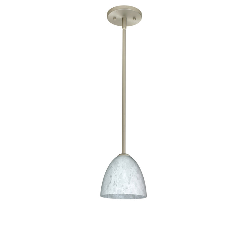 Luminaire suspendu 1 cloche pour une cloche Vila, Nickel satiné, Marbre gris, DEL