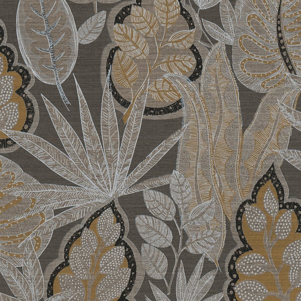 Galerie Flourish Blue Tree Leaf Wallpaper FL61114, Bronze/White