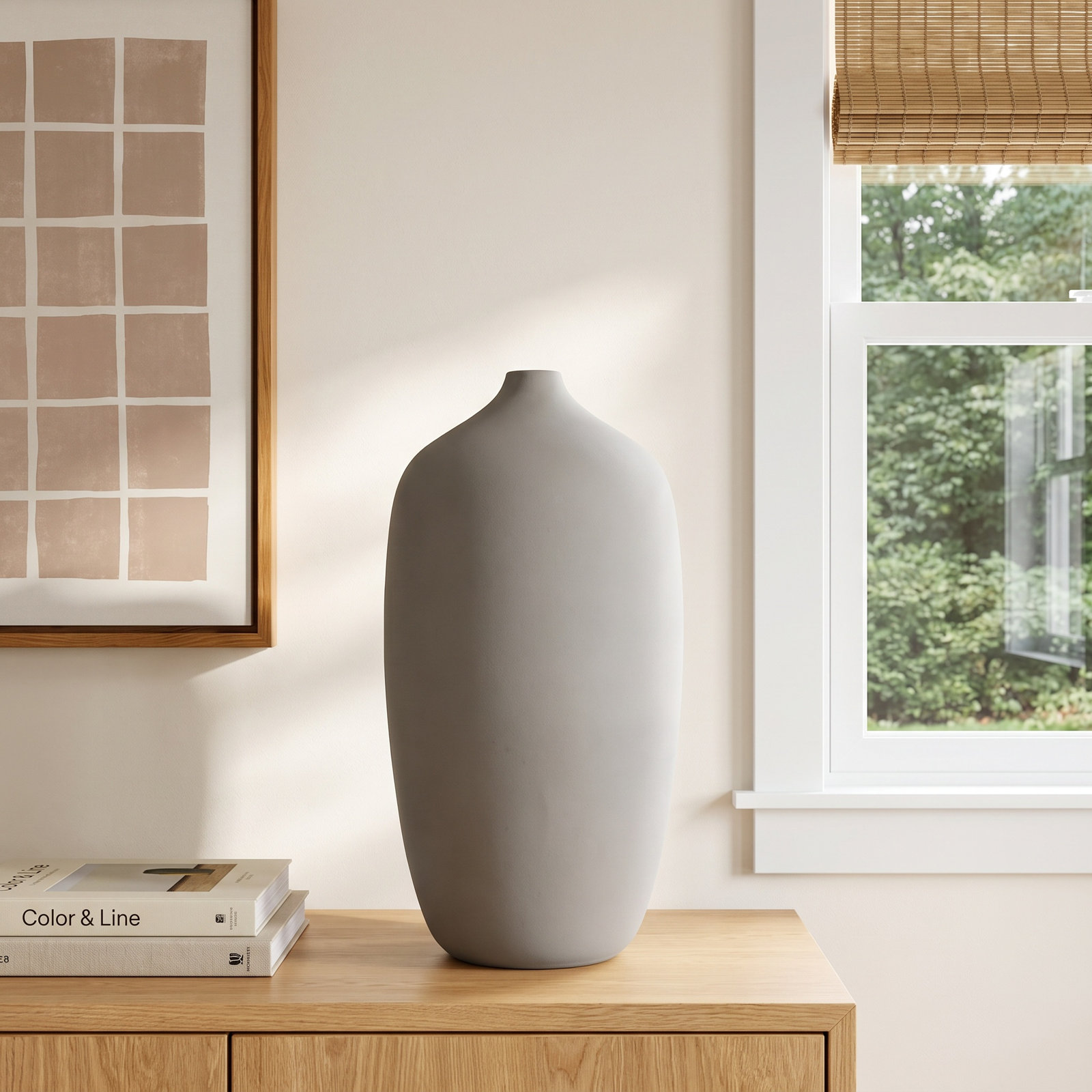 Ceola Ceramic Table Vase, 9.9" H x 5.1" W x 5.1" D, Satellite Taupe