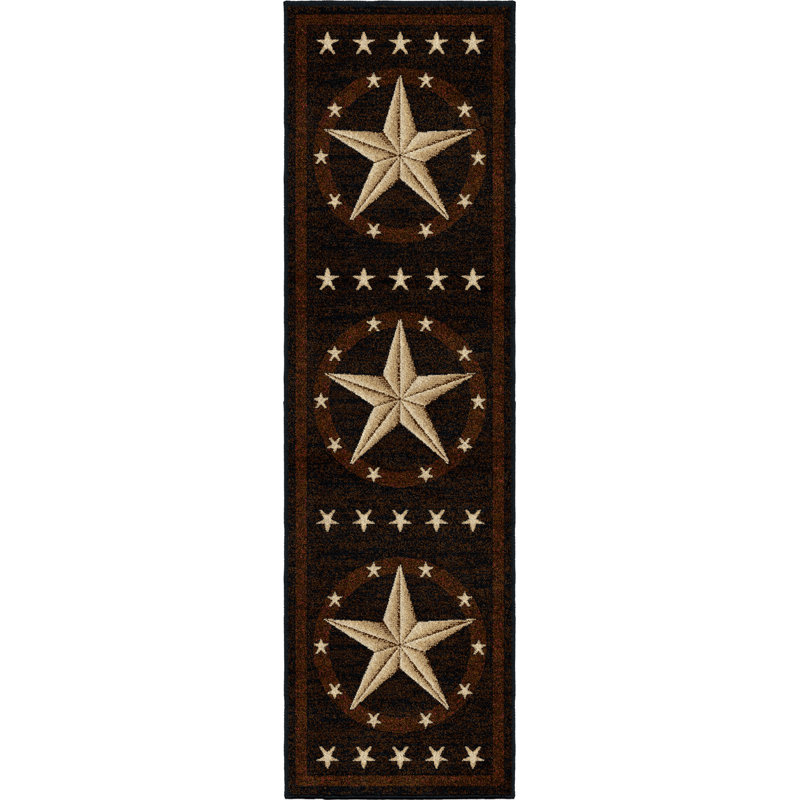 Tapis brun foncé / brun clair Haysi Southwestern, Tapis de couloir 2 pi 3 po x 7 pi 7 po