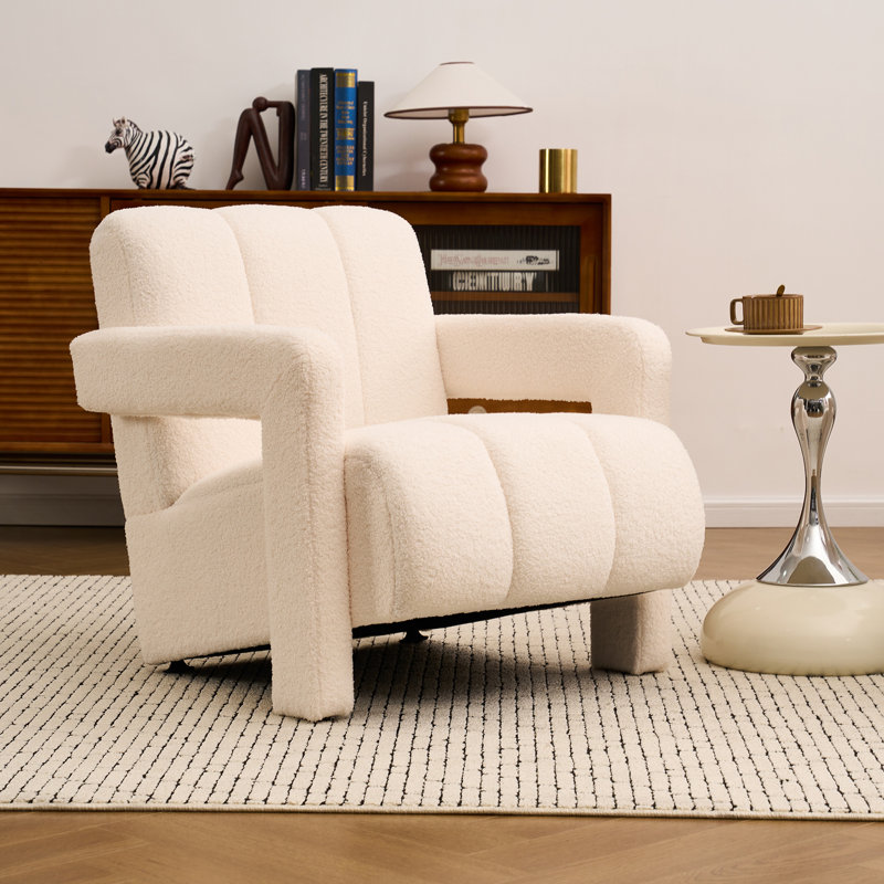 Fauteuil rembourré Boucle, Bouclé ivoire