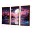 Pleine lune, ciel rose, ensemble de décorations murales lac Cherry Blossom-1709666578-1709666580