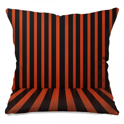 Coussins décoratifs à rayures noires et orange