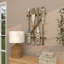 Décoration murale en bois à rayures et à rayures avec accents bleus discrets-1353666128