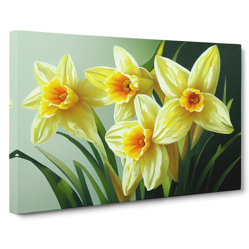Pretty Daffodil Flowers - Wrapped Canvas, 50cm H x 76cm W x 3cm D