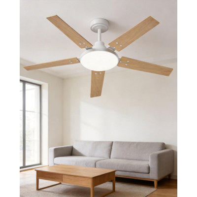 Ventilateur de plafond encastré 52 po avec lumière DEL et télécommande - moteur réversible, température 3 couleurs, silencieux pour la chambre à coucher