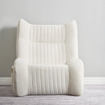 Oversized Chenille Bean Bag Chair with Armrests for Adults – Comfy Floor Lounge Chair for Living Room or Bedroom by Latitude Run