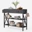 Console moderne avec 2 tiroirs, 2 tablettes, un panier de rangement et des crochets - idéale pour le vestibule ou derrière le canapé-1312570199