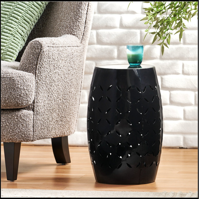 Lilac 12 Inch Cylindrical Accent Side Table, Industrial Style For Living Room And Outdoor Use, Durable And Stylish Design