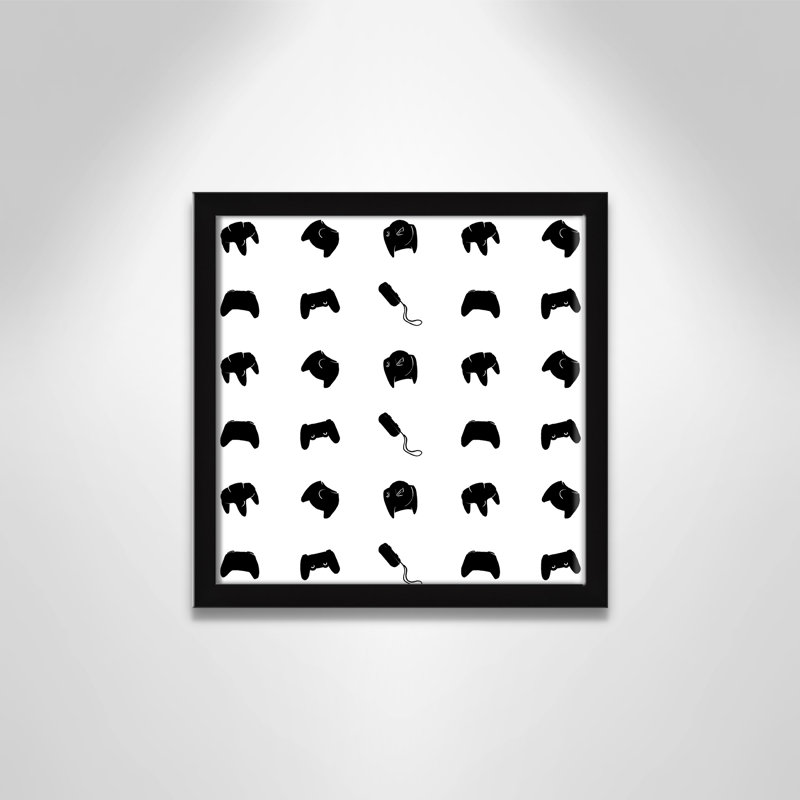 Imprimé papier à motif de joueur, H 13 po x l 13 po x P 1,19 po, Encadré de boîte noir
