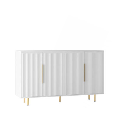 Modern Buffet Cabinet With Storage, Fluted Sideboard Large Buffet With Adjustable Shelves, Credenza, Accent Cabinet Console Table