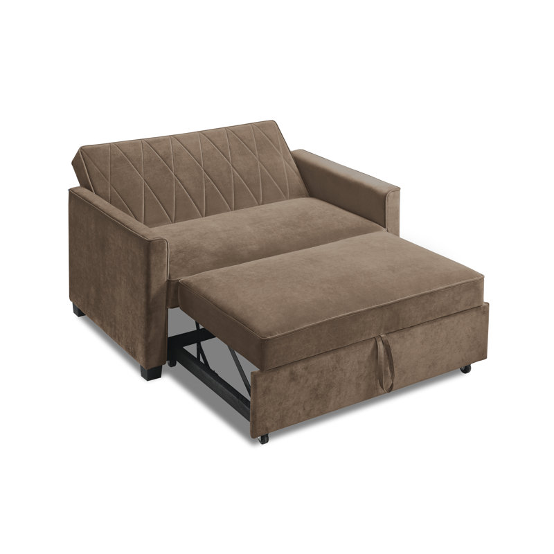 Matt 2 Seater Velvet Sofa Bed, Brown