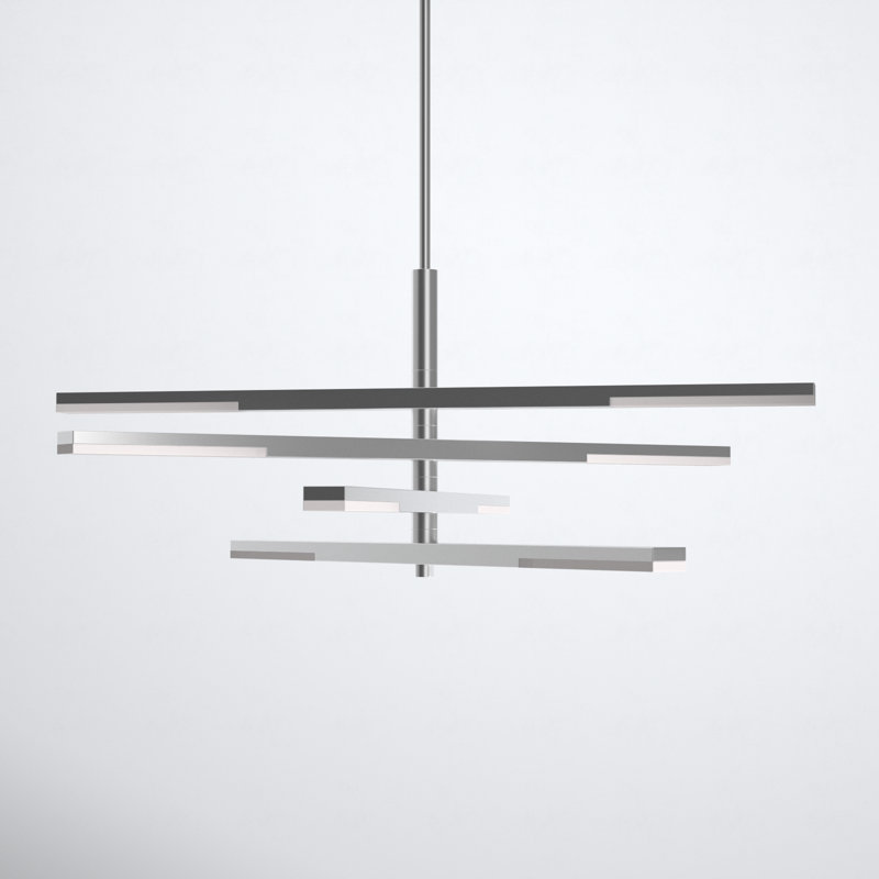 Erik 8 - Light Dimmable LED Sputnik Modern Linear Chandelier, Brushed Aluminum