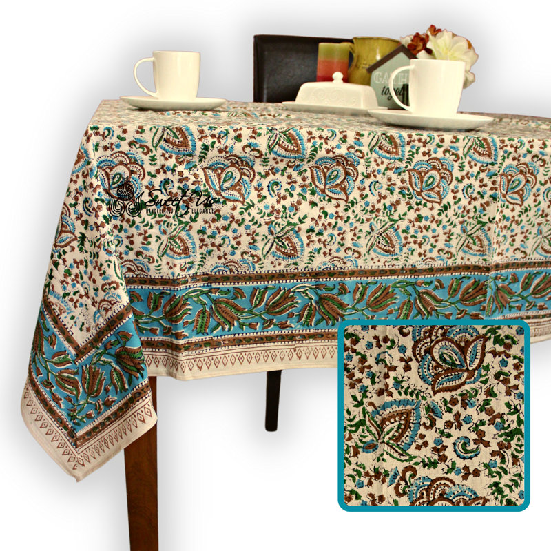 Cotton Floral Tablecloth Square