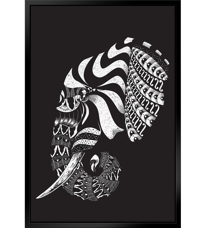 Ornate Elephant II - cadre flottant, impression sur toile, H 20 po x l 16 po