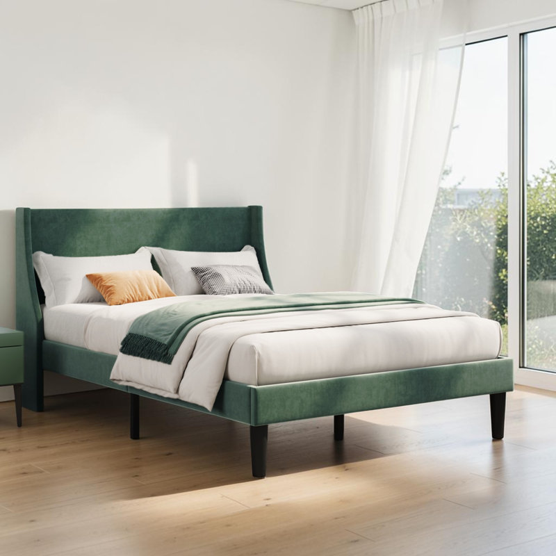 Conrada Upholstered Bed Frame, Double (4'6), Green