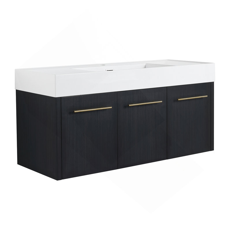 Meuble-lavabo mural 48 po avec lavabo, lavabo à rebords épais en résine